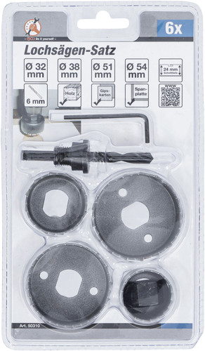 BGS Lochsägen-Satz | Ø 32 - 54 mm | Tiefe 24 mm | 6-tlg.