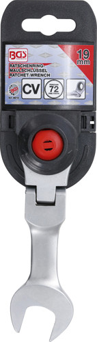 BGS Ratschenring-Maulschlüssel | kurz | abwinkelbar | SW 19 mm