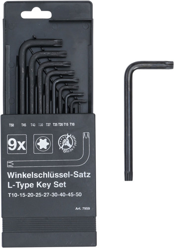 BGS Winkelschlüssel-Satz | T-Profil (für Torx) T10 - T50 | 9-tlg.