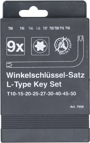 BGS Winkelschlüssel-Satz | T-Profil (für Torx) T10 - T50 | 9-tlg.