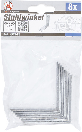 BGS Stuhlwinkel | 60 x 60 x 20 mm | 8-tlg.