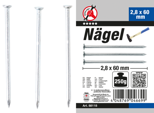 BGS Nägel-Sortiment | 250 g | 2,8 x 60 mm