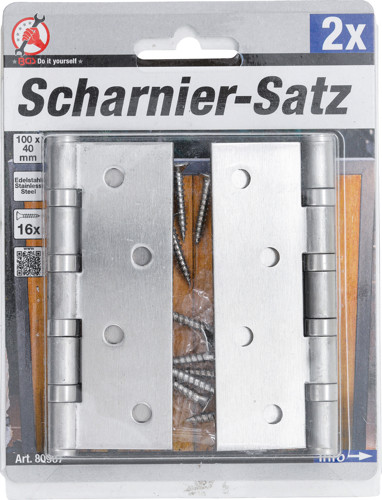 BGS Scharnier-Satz | Edelstahl | 100 x 40 mm | 2-tlg.