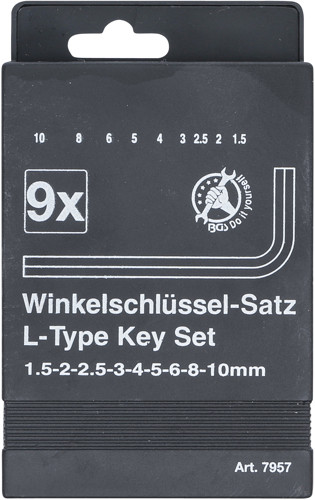 BGS Winkelschlüssel-Satz | Innensechskant 1,5 - 10 mm | 9-tlg.