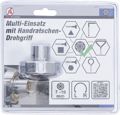 BGS Multi-Einsatz | mit Handratschen-Drehgriff, umschaltbar | SW 7 - 19 mm