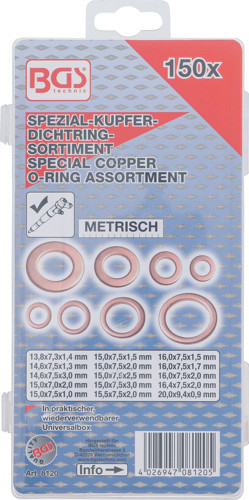 BGS Einspritzdüsen-Kupferring-Sortiment | 150-tlg.