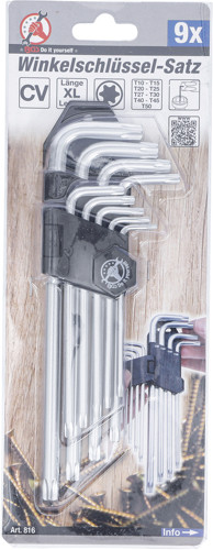 BGS Winkelschlüssel-Satz | lang | T-Profil (für Torx) T10 - T50 | 9-tlg.