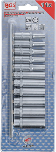 BGS Steckschlüssel-Einsatz-Satz Sechskant, tief | Antrieb Innenvierkant 6,3 mm (1/4