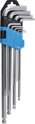 BGS Winkelschlüssel-Satz | Zollgrößen | Innensechskant / Innensechskant mit Kugelkopf 1/16