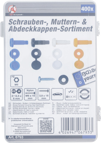 BGS Schrauben-, Muttern- und Abdeckkappen-Sortiment | 400-tlg.