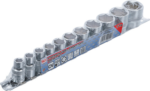 BGS Steckschlüssel-Einsatz-Satz, Sechskant | Antrieb Innenvierkant 10 mm (3/8