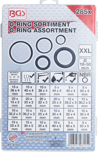 BGS O-Ring-Sortiment | XXL | Ø 18 - 50 mm | 285-tlg.