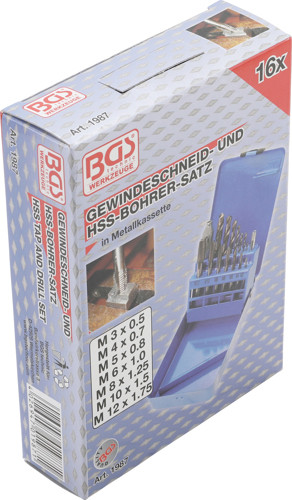 BGS Gewindeschneid-/HSS-Bohrer-Satz | M3 - M12 / 2,5 - 10,2 mm