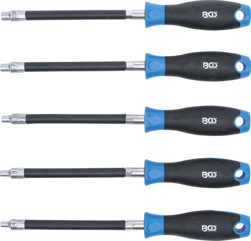 BGS Flexibler Schraubendreher-Satz mit Rundgriff | E-Profil E4 - E8 | Klingenlänge 150 mm | 5-tlg.