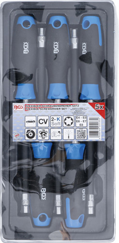 BGS Flexibler Schraubendreher-Satz mit Rundgriff | E-Profil E4 - E8 | Klingenlänge 150 mm | 5-tlg.