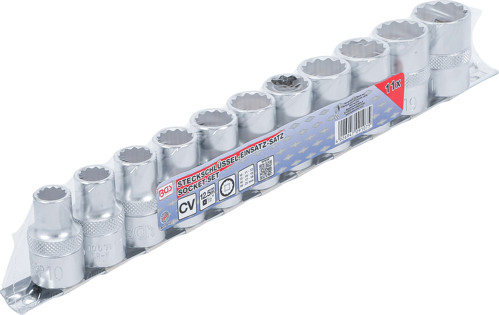 BGS Steckschlüssel-Einsatz-Satz, Zwölfkant | Antrieb Innenvierkant 12,5 mm (1/2