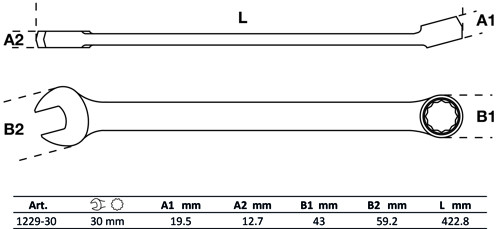 BGS Maul-Ringschlüssel | extra lang | SW 30 mm