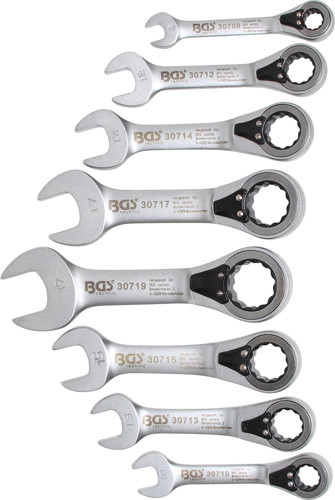 BGS Ratschenring-Maulschlüssel-Satz | umschaltbar | SW 8 - 19 mm | 8-tlg.