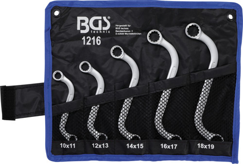 BGS Doppel-Ringschlüssel-Satz | S-Form | SW 10 x 11 - 18 x 19 mm | 5-tlg.