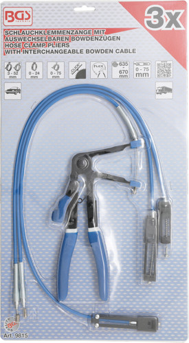 BGS Schlauchklemmenzange | mit auswechselbaren Bowdenzügen | 635 - 670 mm