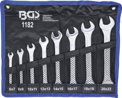 BGS Doppel-Maulschlüssel-Satz | SW 6 x 7 - 20 x 22 mm | 8-tlg.