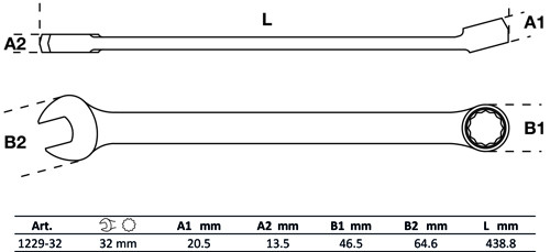 BGS Maul-Ringschlüssel, extra lang | SW 32 mm