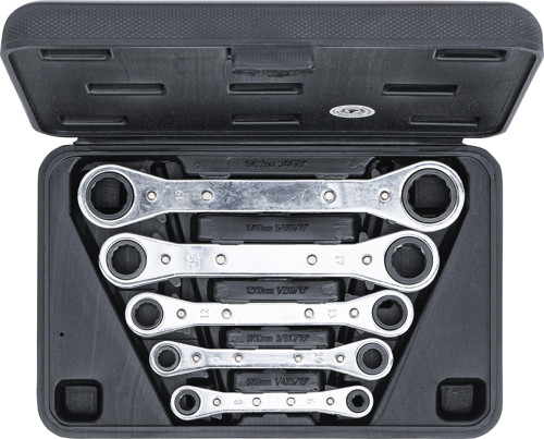 BGS Ratschen-Ringschlüssel-Satz, gerade, umschaltbar | SW 6 x 8 - 19 x 22 mm | 5-tlg.