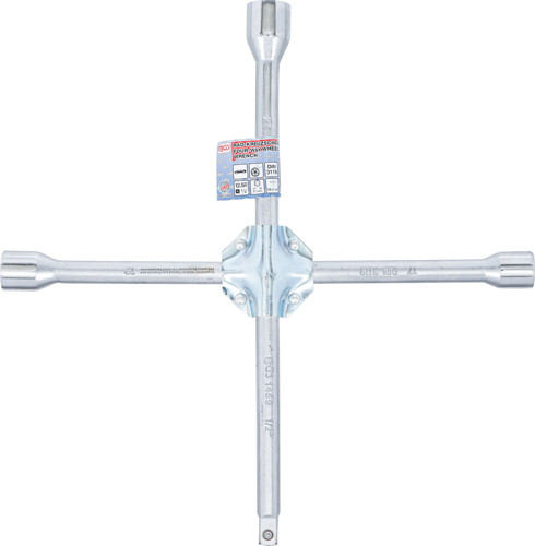 BGS Rad-Kreuzschlüssel | für Pkw | Vierkant | SW 17 x 19 x 21 x 12,5 mm (1/2