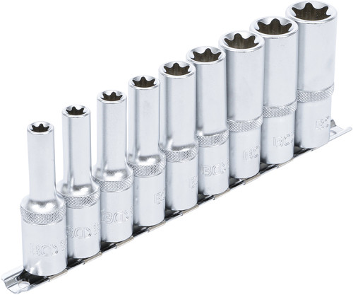 BGS Steckschlüssel-Einsatz-Satz E-Profil, tief | Antrieb Innenvierkant 12,5 mm (1/2