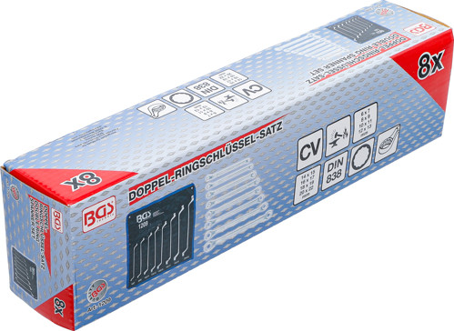 BGS Doppel-Ringschlüssel-Satz | gekröpft | SW 6 x 7 - 20 x 22 mm | 8-tlg.