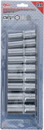BGS Steckschlüssel-Einsatz-Satz Sechskant, tief | Antrieb Innenvierkant 12,5 mm (1/2