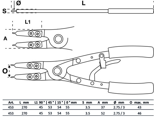 BGS Sprengringzangen-Satz | auswechselbare Spitzen | 10-tlg.