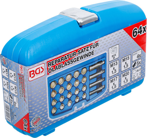 BGS Reparatursatz für Öl-Ablass-Gewinde | 64-tlg.