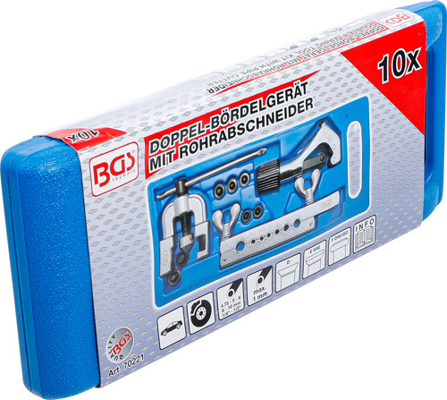 BGS Doppel-Bördelgerät mit Rohrabschneider | 10-tlg.