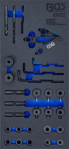 BGS Werkstattwageneinlage 1/3: Zylinderkopf-Bohrlehren-Werkzeug-Satz | 28-tlg.