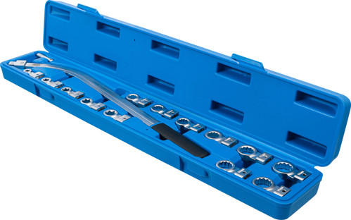 BGS Spannrollenschlüssel-Satz | Zwölfkant SW 12 - 19 mm / E-Profil SW E10 - E18 | 15-tlg.