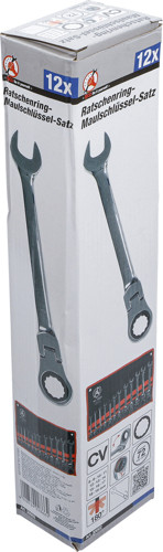 BGS Ratschenring-Maulschlüssel-Satz | flexible Köpfe | SW 8 - 19 mm | 12-tlg.