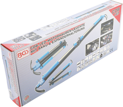 BGS COB-LED-Motorhauben-Leuchte mit Akku & Expanderhalterung | 2 COB-LED Arbeits-Handleuchten