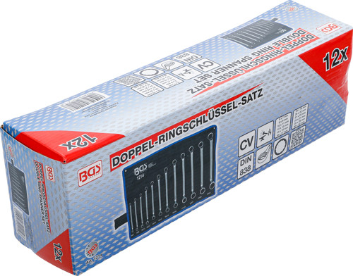 BGS Doppel-Ringschlüssel-Satz | gekröpft | SW 6 x 7 - 30 x 32 mm | 12-tlg.