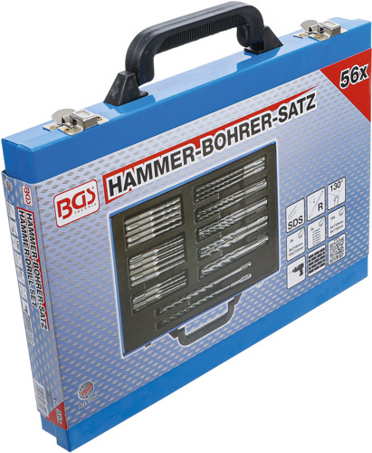 BGS Hammer-Bohrer-Satz | SDS-Schaft, Hartmetallspitze | 4 - 12 mm | 56-tlg.