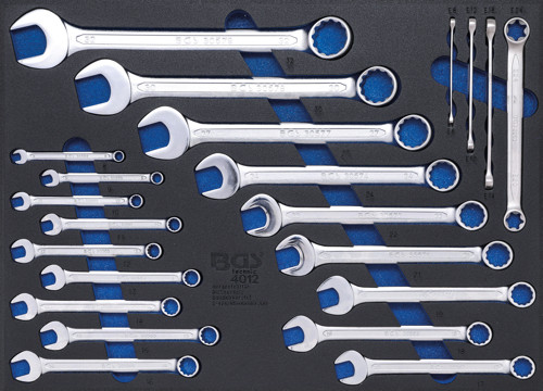 BGS Werkstattwageneinlage 3/3: Maul-Ringschlüssel und E-Profil-Schlüssel | 22-tlg.