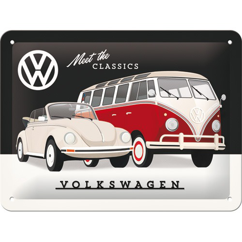 VW Käfer und Bulli-Meet the Classics - Metallschild 15x20 cm