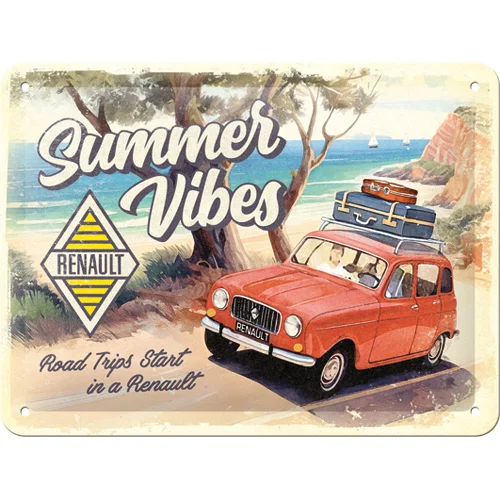 Renault 4 Summer Vibes - Metallschild 15x20 cm