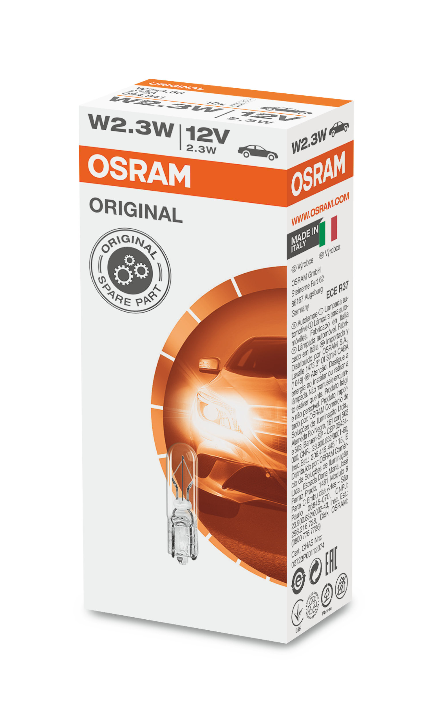 Osram Lampe mit Glassockel Glühlampe W2.3W W2x4.6d 12V 2W 1 Stück