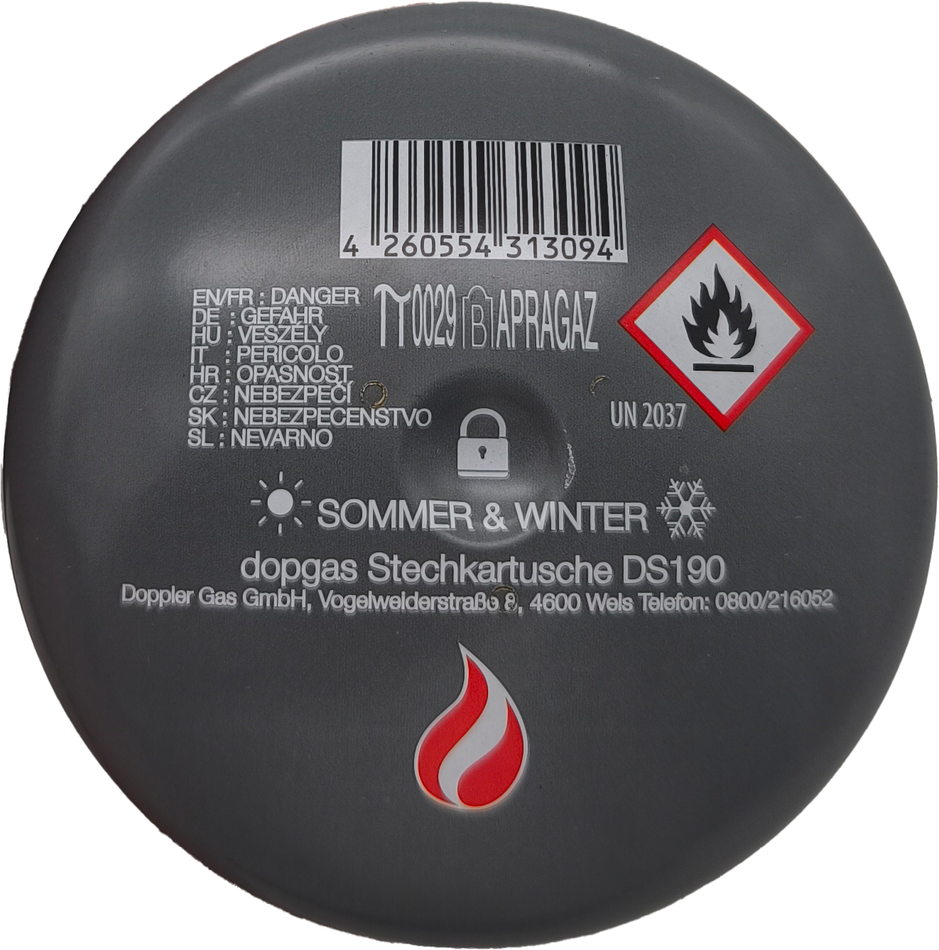 Dopgas Stechkartusche DS190 190 Gramm - Gaskartuschen Butangas ideal für Campingkocher, Camping Lampe oder für Lötbrenner, Bunsenbrenner, Abflämmgerät & Co.