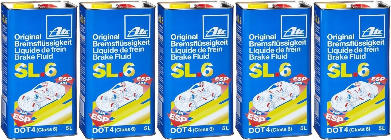 ATE Original Bremsflüssigkeit SL.6 DOT 4 - 5x 5 = 25 Liter