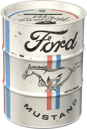 Ford Mustang - Horse and Stripes - Spardose im Ölfass Design