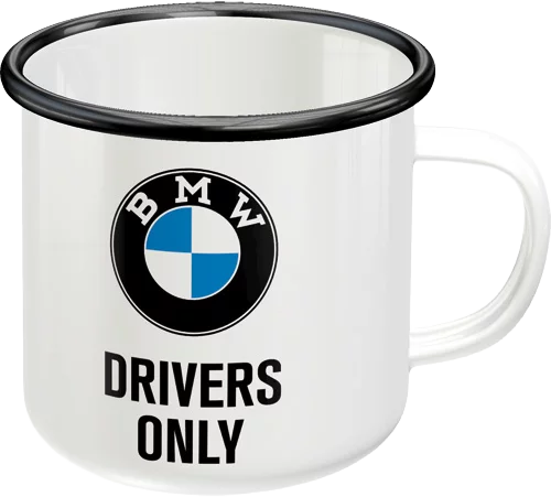 BMW Drivers Only  Emaille Tasse Kaffeetasse