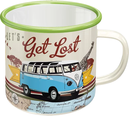 Volkswagen  VW Bulli T1  Get Lost  Emaille Tasse Kaffeetasse
