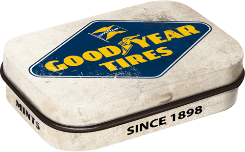Goodyear - Logo White - Blechdose gefüllt mit Pfefferminz